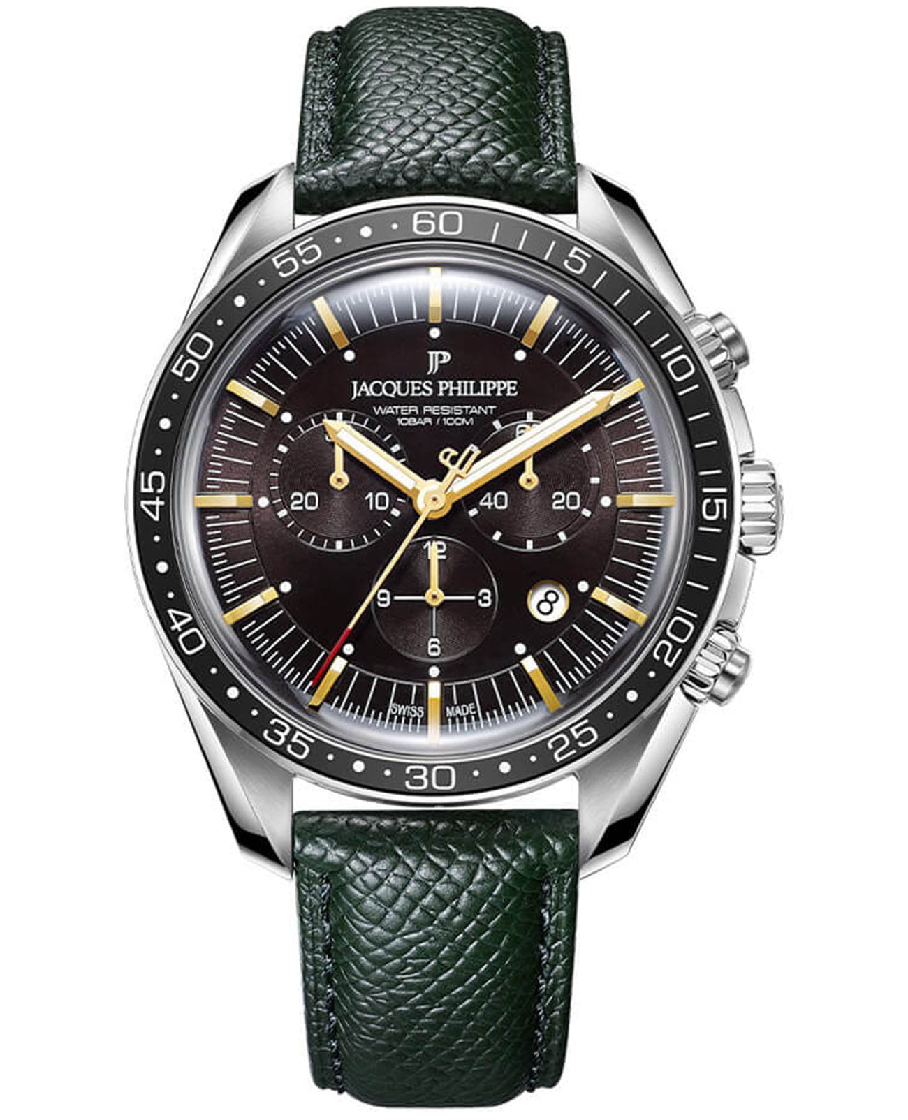 Jacques Philippe Jacques Philippe Nobilis JPQGC43115X  JPQGC43115X кварцевые мужские часы зеленый циферблат, браслет кожаный — вид спереди